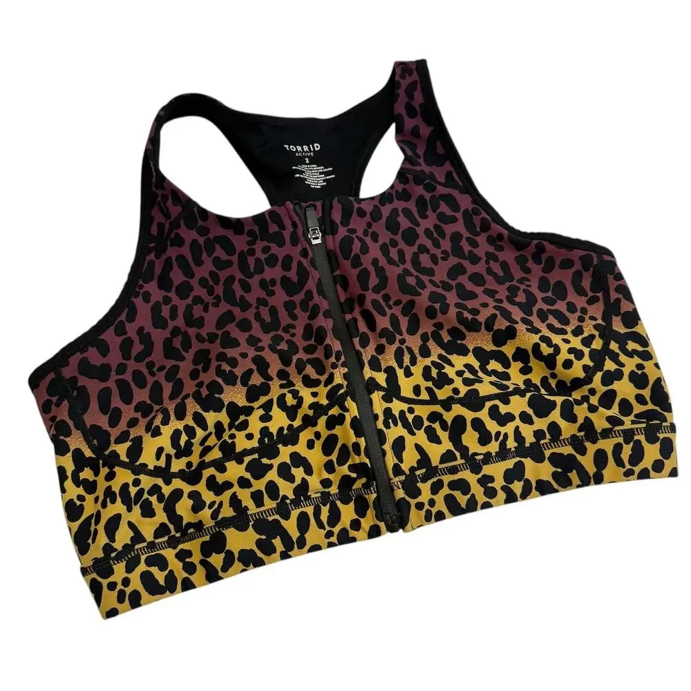 Torrid 2 zip front wireless active sports bra top BC 2632 - Picture 2 of 8